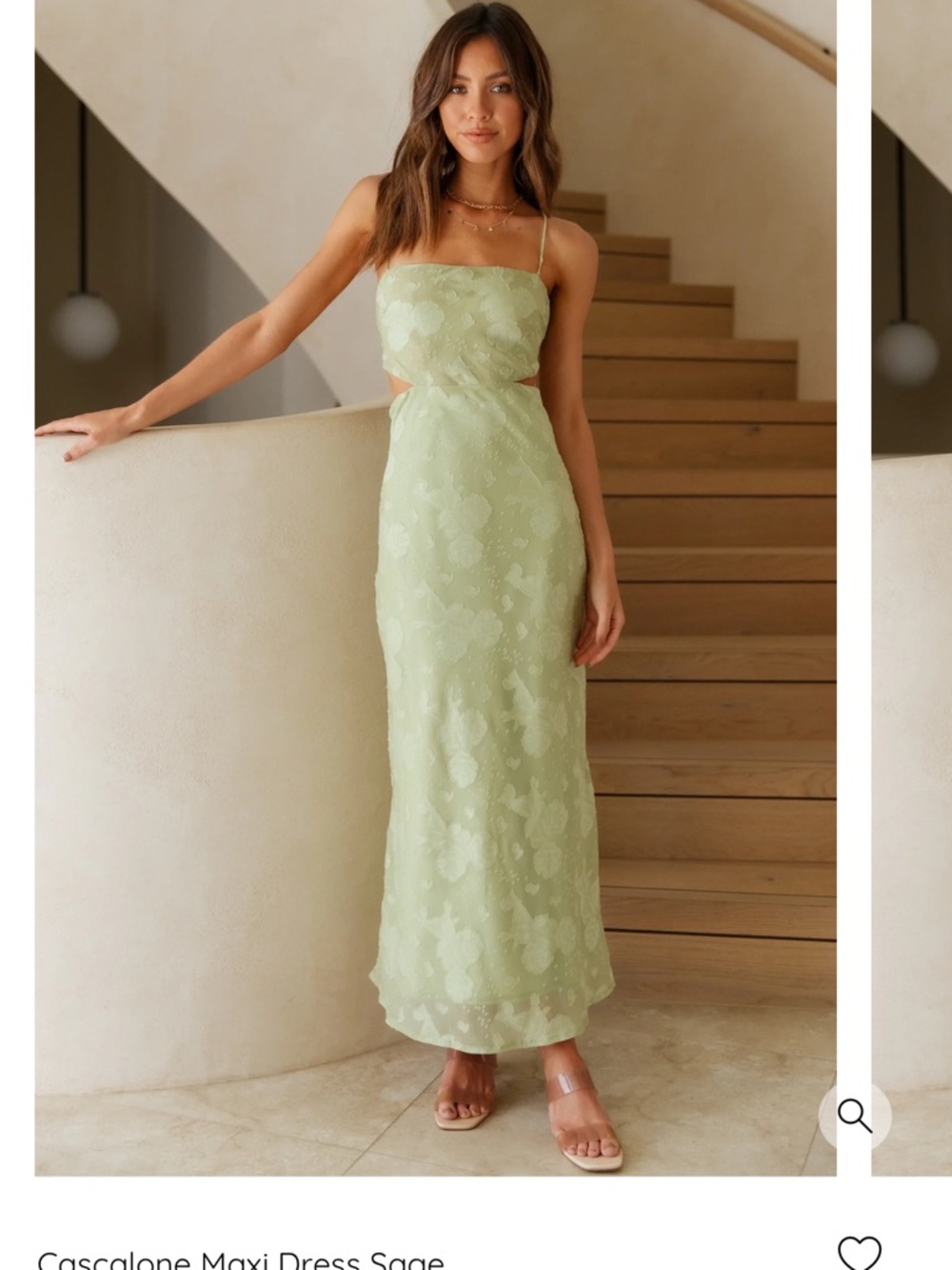 Sage Floral Cutout Maxi Dress with Spaghetti Straps